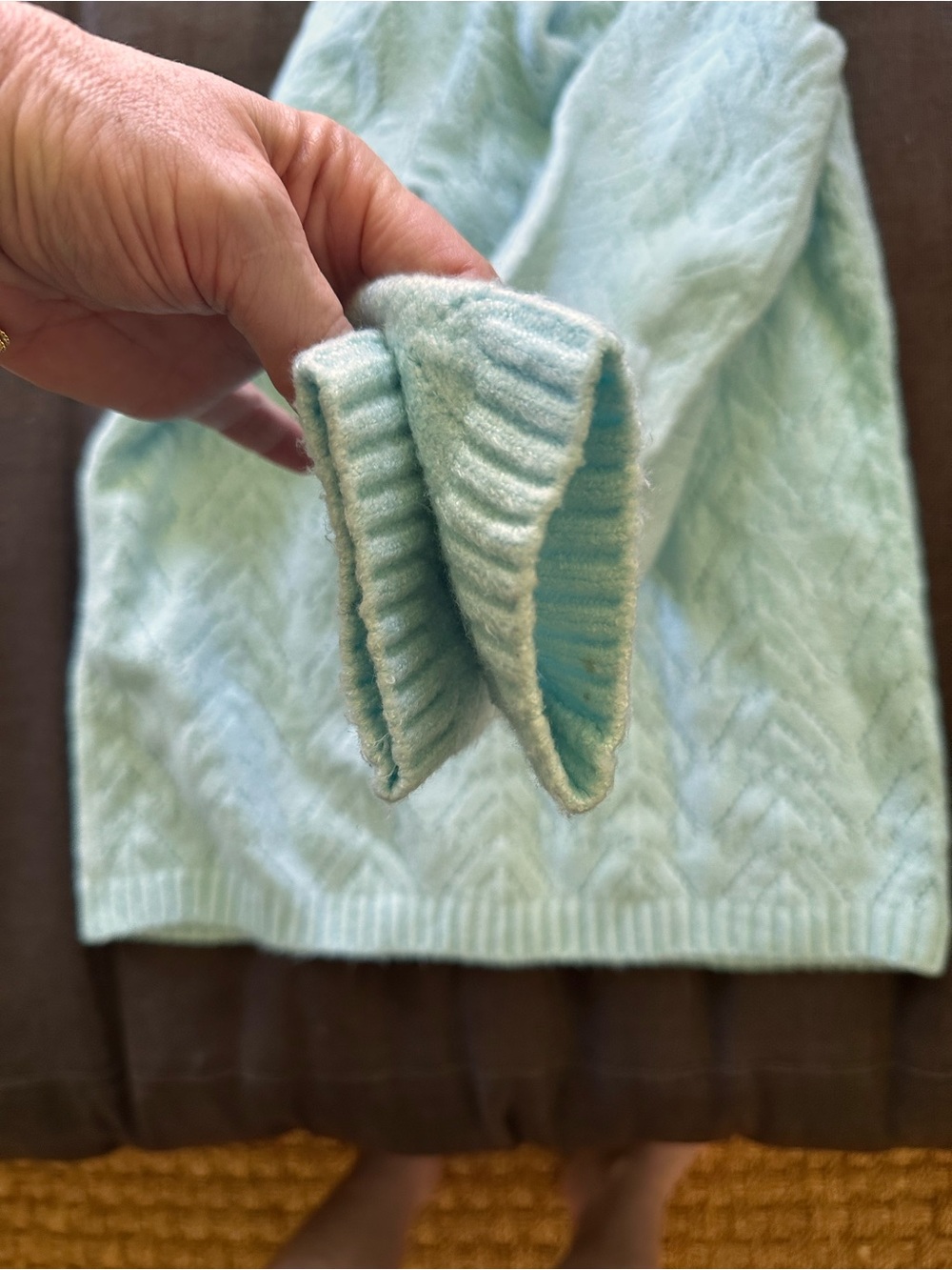 Talbots Blue Green Pointelle Knit Sweater Medium Soft Cozy Classic Size M - Picture 6 of 8